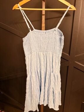 Doublju Light Blue Smocked Spaghetti Strap Summer Dress
